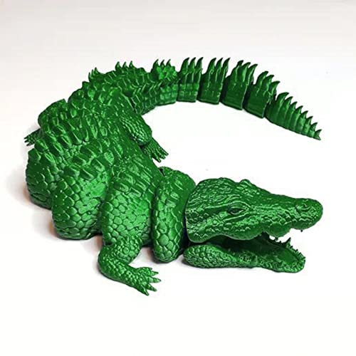 3D-gedrucktes Spielzeug, bewegliche antike Krokodil-Actionfiguren, Tierspielzeug mit flexiblen Gelenken, Tierfiguren für Sammler (Lebensgrün, 33 cm) von DOSSAYUN