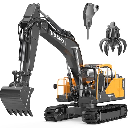 DOUBLE E Volvo 1:16 RC Baggerspielzeug, 3-in-1 Konstruktionsspielzeug, 360°-Rotation, Spielzeugbagger mit Metallschaufel, Bohrer, Greifer RC-Baufahrzeuge für Kinder und Erwachsene DOUBLE E Volvo 1:16 RC Baggerspielzeug, 3-in-1 Konstruktionsspielzeug, 360°-Rotation, Spielzeugbagger mit Metallschaufel, Bohrer, Greifer RC-Baufahrzeuge für Kinder und Erwachsene von DOUBLE E
