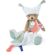 DOUDOU DC4060 Schlenker-Bär mit Schmusetuch Tag&Nacht, weiss 35 cm von DOUDOU