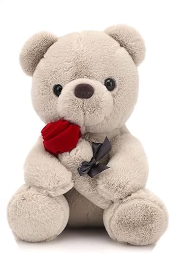 DOVMEWO Teddybär, Plüsch-Bär, Teddy mit Rose Spielzeug (Brown-L) von DOVMEWO