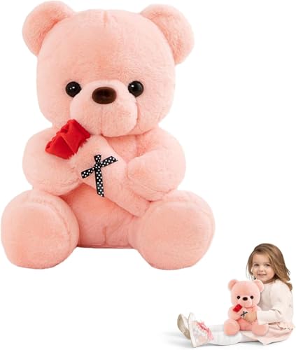 DOVMEWO Teddybär, Plüsch-Bär, Teddy mit Rose Spielzeug (Pink-L) von DOVMEWO