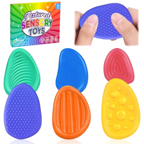 DOWNDRIFT Fidget Toys Sensory Stones,6 Stück Sensorik Spielzeug,Anti Stress Kinder,Sensorisches Spielzeug,Fidget Toys für Erwachsene Kinder ADHS und Autismus von DOWNDRIFT
