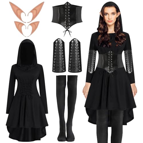 DOWNDRIFT Mittelalter Kleid Damen Mittelalter Kleidung Damen (L) 6 Stück Mittelalter Kostüm Damen Gothic Kleider Damen Elfen Kostüm Damen Kostüm Mittelalter Damen Kleid Mittelalter Damen Mittelalter von DOWNDRIFT