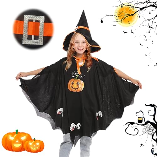 DOWNDRIFT Kinder Halloween Kostüm,Halloween Kostüm Kinder,Kürbis Kostüm Mädchen,Fledermaus Umhang Kostüm, für Jungen Mädchen Halloween Cosplay Party von DOWNDRIFT