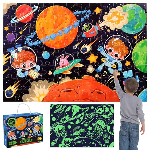 DOWNDRIFT Kinder Puzzle Weltraum für Kinder ab 3 4 5 6 7 8 Jahre 96 Teile Weltraums Bodenpuzzle Kinderpuzzle Weltraum Lernspielzeug Lernspielzeug Spiele Geschenk für Jungen Mädchen von DOWNDRIFT