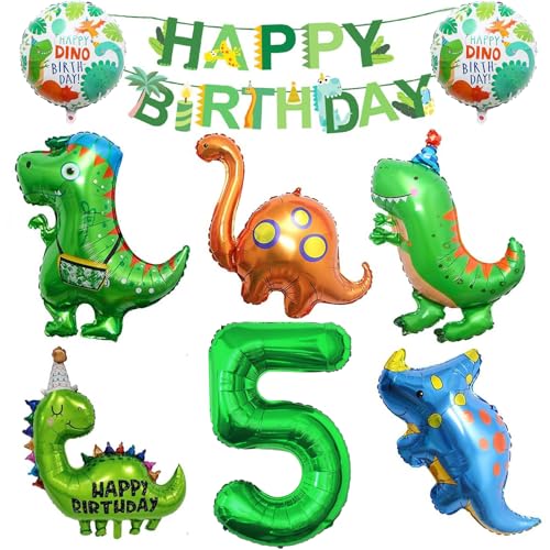 DOWNDRIFT Dino Geburtstag Deko 5 Jahre,Dinosaurier Geburtstag Deko 5 Jahre, Dinosaurier Geburtstag Deko,Dinosaurier Deko Kindergeburtstag Dino Deko,für Dinosaurier Party Dschungel Party Kinder von DOWNDRIFT