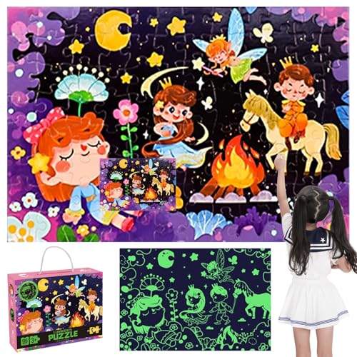 DOWNDRIFT Prinzessin Bodenpuzzle für Kinder ab 3 4 5 6 7 8 Jahren 96 Teile Kinder Puzzle Kinderpuzzle Lernspielzeug Lernspielzeug Spiele Geschenk für Mädchen von DOWNDRIFT