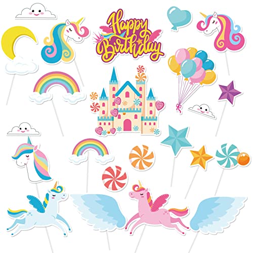 DPKOW 23pcs Einhorn Tortendeko für Kinder Mädchen Geburtstag, Cake Topper, Regenbogen Cupcake Topper für Fondant Muffins Deko Tischdeko DPKOW 23pcs Einhorn Tortendeko für Kinder Mädchen Geburtstag, Cake Topper, Regenbogen Cupcake Topper für Fondant Muffins Deko Tischdeko von DPKOW