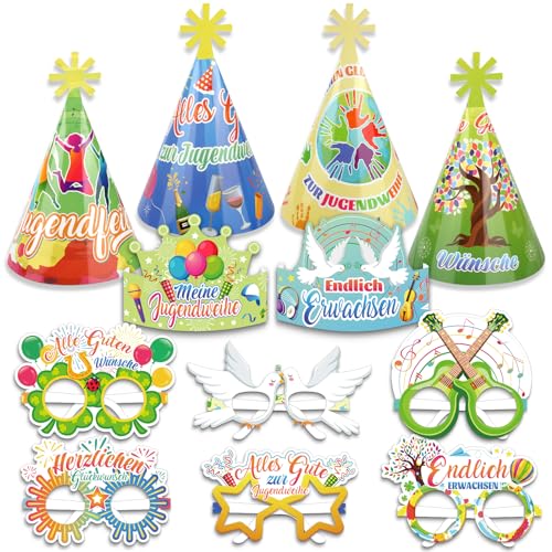 DPKOW 24 Stk Jugendweihe Papier Brillen Hüte, Jugendweihe Partybrillen Kegel Kronen Hüte für Jugendweihe Foto Requisiten Accessoires, Mädchen Junge Jugendweihe Partyhüte Kopfbedeckung Gastgeschenke DPKOW 24 Stk Jugendweihe Papier Brillen Hüte, Jugendweihe Partybrillen Kegel Kronen Hüte für Jugendweihe Foto Requisiten Accessoires, Mädchen Junge Jugendweihe Partyhüte Kopfbedeckung Gastgeschenke von DPKOW