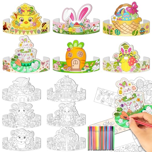 DPKOW 24 Stück Osterhüte Bemalen zum Ostern Basteln Kinder, DIY Osterparty Papierhüte Bastelset Ostern Kinder Osterei Hasen Küken Hüte Ostergeschenke Kinder Osterbasteln Ostern Party Supplies DPKOW 24 Stück Osterhüte Bemalen zum Ostern Basteln Kinder, DIY Osterparty Papierhüte Bastelset Ostern Kinder Osterei Hasen Küken Hüte Ostergeschenke Kinder Osterbasteln Ostern Party Supplies von DPKOW