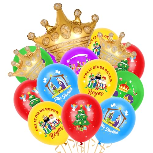 DPKOW 28 Juego De Globos De Navidad Día De Reyes para Niños, Día de Reyes Globos de látex para decoración de Fiestas navideñas von DPKOW