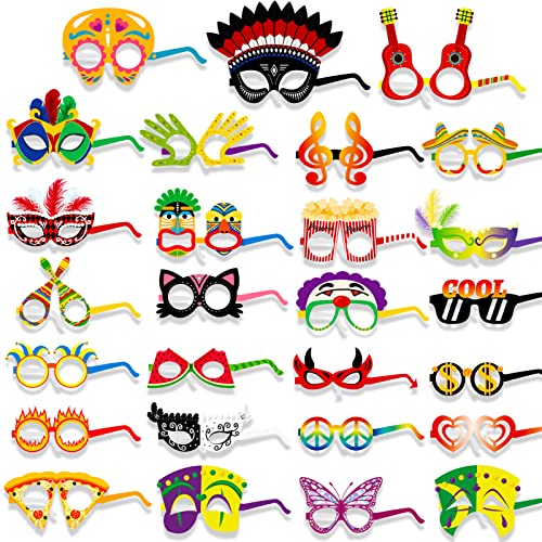 DPKOW 27pcs Lustige Karneval Party Brillen Maske, Papier Spaßbrille für Halloween Karneval Kostüm Zubehör Gastgeschenke, Partybrille für Geburtstag Maskerade Mexikanische Fiesta Fotoaccessoires DPKOW 27pcs Lustige Karneval Party Brillen Maske, Papier Spaßbrille für Halloween Karneval Kostüm Zubehör Gastgeschenke, Partybrille für Geburtstag Maskerade Mexikanische Fiesta Fotoaccessoires von DPKOW
