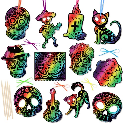 DPKOW 36 x Día de los Muertos Kratzbilder für Kinder Scratch Painting, Tag der Toten Kratzpapier Regenbogen für Basteln Kinder Beschäftigung Día de los Muertos Totenkopf Deko Geschenk DIY Halloween DPKOW 36 x Día de los Muertos Kratzbilder für Kinder Scratch Painting, Tag der Toten Kratzpapier Regenbogen für Basteln Kinder Beschäftigung Día de los Muertos Totenkopf Deko Geschenk DIY Halloween von DPKOW