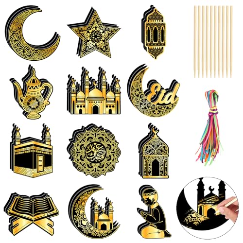 DPKOW 36 STK Eid Kratzbilder für Kinder Erwachsene, Schwarz Goldenes Eid Kratzpapier Mondlaterne Moschee Eid Deko Ramadan Eid Geschenke für Kinder, islamische Geschenke Ramadan Kratzbilder DPKOW 36 STK Eid Kratzbilder für Kinder Erwachsene, Schwarz Goldenes Eid Kratzpapier Mondlaterne Moschee Eid Deko Ramadan Eid Geschenke für Kinder, islamische Geschenke Ramadan Kratzbilder von DPKOW