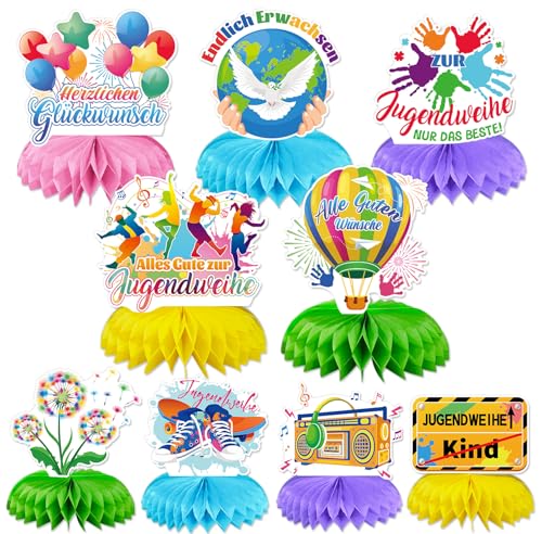 DPKOW 9 STK Jugendweihe Deko, Bunte Alles Gute zur Jugendweihe Bienenwabe Mittelstück Jugendweihe Tischdeko Endlich Erwachsen Party Tischaufsätze Jugendweihe Waben Ornamente Papier Für Jungen Mädchen DPKOW 9 STK Jugendweihe Deko, Bunte Alles Gute zur Jugendweihe Bienenwabe Mittelstück Jugendweihe Tischdeko Endlich Erwachsen Party Tischaufsätze Jugendweihe Waben Ornamente Papier Für Jungen Mädchen von DPKOW