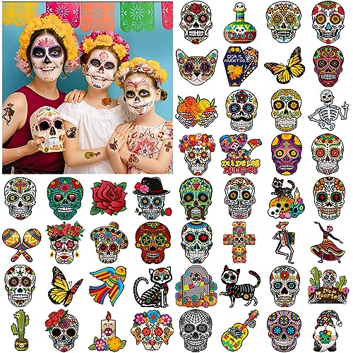 DPKOW 96 STK Totenkopf Temporäre Tattoos Halloween Dia De Los Muertos Klebetattoos Tag der Toten Mexikanische Festival Tattoo Aufkleber Schädel Temporären Halloween Costume Party Supplies DPKOW 96 STK Totenkopf Temporäre Tattoos Halloween Dia De Los Muertos Klebetattoos Tag der Toten Mexikanische Festival Tattoo Aufkleber Schädel Temporären Halloween Costume Party Supplies von DPKOW
