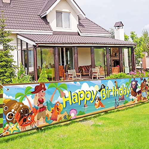 DPKOW Alles Gute zum Geburtstag Banner für Kinder Jungen Piraten Themen Geburtstagsparty Deko, Lange Stoff Geburtstagsfeier Banner Piraten Foto Requisiten für Gartenwand Hintergrunddeko, 8,5 x 1,3 Fuß DPKOW Alles Gute zum Geburtstag Banner für Kinder Jungen Piraten Themen Geburtstagsparty Deko, Lange Stoff Geburtstagsfeier Banner Piraten Foto Requisiten für Gartenwand Hintergrunddeko, 8,5 x 1,3 Fuß von DPKOW