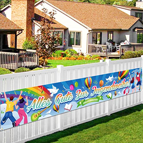 DPKOW Alles Gute zur Jugendweihe Banner Dekoration für Jugendlich, Jugendweihe Garten Außen Deko, Bunt Endlich Erwachsen Banner Deko für Junge Mädchen, 270 * 40cm DPKOW Alles Gute zur Jugendweihe Banner Dekoration für Jugendlich, Jugendweihe Garten Außen Deko, Bunt Endlich Erwachsen Banner Deko für Junge Mädchen, 270 * 40cm von DPKOW