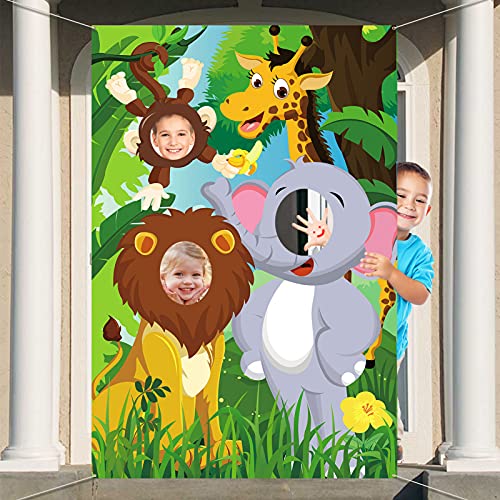 DPKOW Dschungel Tiere Geburtstag Foto Requisite Banner, Lustige Gesicht im Loch Spiel für Kinder Party Fotohintergrund Dekoration, Wild One Waldtiere Thema Party Spiel Banner Fotoaccessoires DPKOW Dschungel Tiere Geburtstag Foto Requisite Banner, Lustige Gesicht im Loch Spiel für Kinder Party Fotohintergrund Dekoration, Wild One Waldtiere Thema Party Spiel Banner Fotoaccessoires von DPKOW