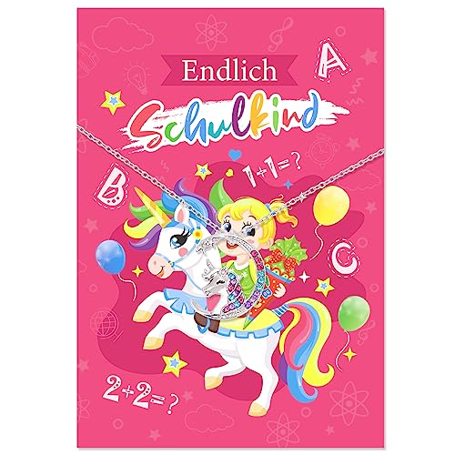 DPKOW Einschulung Mädchen Geschenk, Schulanfang Karte und Einhorn Halskette für Mädchen, 1. Schultag Schulkind 2024 Schultüte Füllung Einschulungsgeschenk Mädchen DPKOW Einschulung Mädchen Geschenk, Schulanfang Karte und Einhorn Halskette für Mädchen, 1. Schultag Schulkind 2024 Schultüte Füllung Einschulungsgeschenk Mädchen von DPKOW