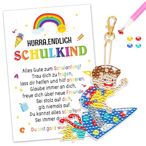 DPKOW Einschulungsgeschenk, Schulkind 2025 Jungen Schultüte Füllung, Diamond Painting Schlüsselanhänger Schulkind Glücksbringer, mit Einschulung Karte DPKOW Einschulungsgeschenk, Schulkind 2025 Jungen Schultüte Füllung, Diamond Painting Schlüsselanhänger Schulkind Glücksbringer, mit Einschulung Karte von DPKOW