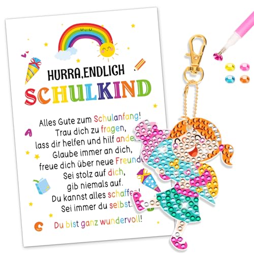 DPKOW Einschulungsgeschenk, Schulkind 2025 Mädchen Schultüte Füllung, Diamond Painting Schlüsselanhänger Schulkind Glücksbringer, mit Einschulung Karte DPKOW Einschulungsgeschenk, Schulkind 2025 Mädchen Schultüte Füllung, Diamond Painting Schlüsselanhänger Schulkind Glücksbringer, mit Einschulung Karte von DPKOW