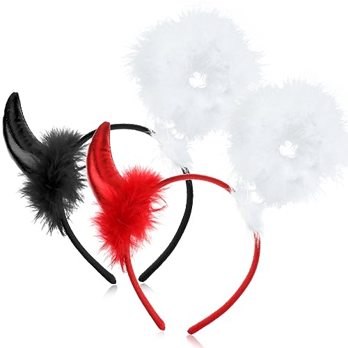 DPKOW Engel und Teufel Haarreif Teufelshörner Haarreif Heiligenschein Engel Haarreif Halloween Kopfschmuck für Kinder Damen Engel und Teufel Kostüm Accessoire Fasching Karneval Halloween Party DPKOW Engel und Teufel Haarreif Teufelshörner Haarreif Heiligenschein Engel Haarreif Halloween Kopfschmuck für Kinder Damen Engel und Teufel Kostüm Accessoire Fasching Karneval Halloween Party von DPKOW
