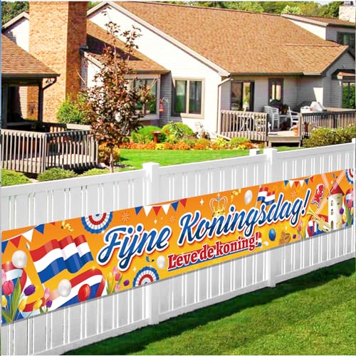 DPKOW Fijne Koningsdag Banner voor Koningsdag Decoratie Oranje, Leve de koning Banner Oranje Nederland Festivalvieringen voor Koningsdag Accessoires, 270 * 40cm von DPKOW