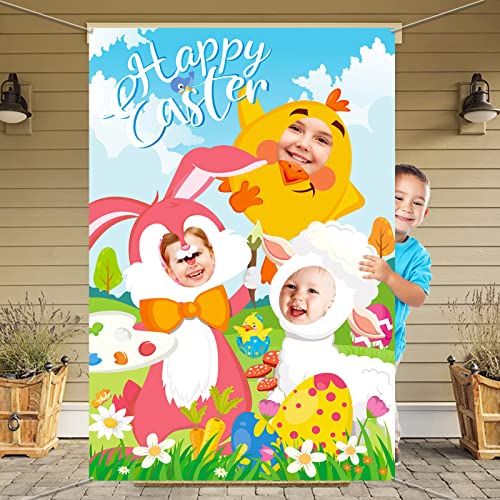 DPKOW Frohe Ostern Fotorequisiten Banner, Ostern Gesicht im Loch Spiel für Ostern Aktivitäten Gastgeschenke, Lustige Ostern Spiel Zubehör für Kinder Erwachsene, Ostern Hintergrund Dekorationen DPKOW Frohe Ostern Fotorequisiten Banner, Ostern Gesicht im Loch Spiel für Ostern Aktivitäten Gastgeschenke, Lustige Ostern Spiel Zubehör für Kinder Erwachsene, Ostern Hintergrund Dekorationen von DPKOW