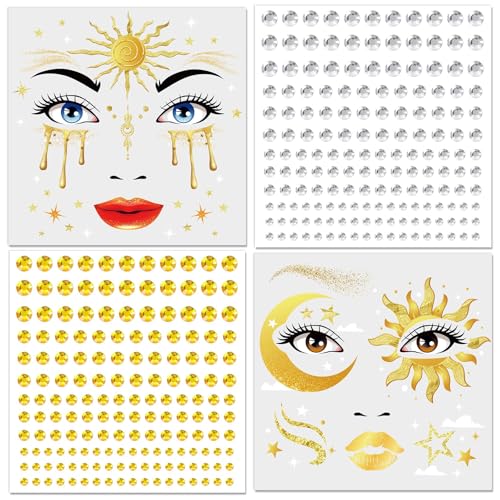 DPKOW Halo Sonne Mond Tattoo Gesicht mit Gesichtsedelsteinen für Griechische Göttin Kostüm Zubehör Faschingskostüme Damen Karneval Kostümzubehör Halloween Schminke Accessoires Halloween Tattoo Gesicht DPKOW Halo Sonne Mond Tattoo Gesicht mit Gesichtsedelsteinen für Griechische Göttin Kostüm Zubehör Faschingskostüme Damen Karneval Kostümzubehör Halloween Schminke Accessoires Halloween Tattoo Gesicht von DPKOW