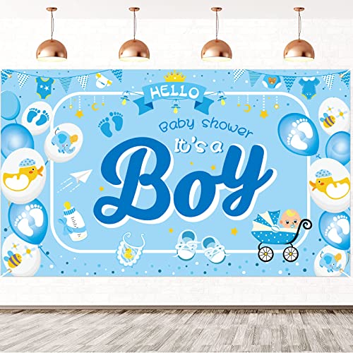 DPKOW It's a Boy Banner für Babyparty Dekoration für Jungen, Baby Shower Innen Haus Dekoration, Babydusche Foto Hintergrund Dekoration, Babyparty Wand Raum Dekoration, 185 * 110cm Stoff von DPKOW