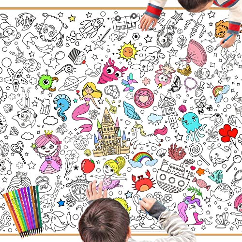 DPKOW Kinder Mädchen Papier Tischdecke zum Ausmalen mit Stiften, 47 x 33 Zoll Bemalbare Poster Tischdecke für Mädchen Geburtstag Geschenk Basteln Schulanfang, Meerjungfrau Einhorn Prinzessin Tier usw DPKOW Kinder Mädchen Papier Tischdecke zum Ausmalen mit Stiften, 47 x 33 Zoll Bemalbare Poster Tischdecke für Mädchen Geburtstag Geschenk Basteln Schulanfang, Meerjungfrau Einhorn Prinzessin Tier usw von DPKOW