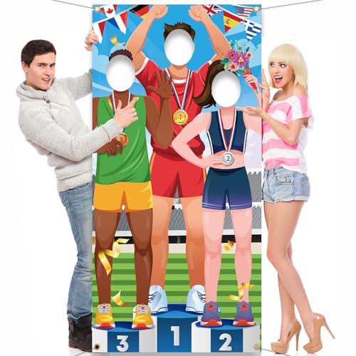 DPKOW Medaillen Podium Athleten Banner für Sportparty Spiele Gadget, Athleten Gesicht Foto Requisiten Banner für Sport Party Deko Sport Fotoautomat Accessoires Beschäftigung Kinder, 185 * 90 cm DPKOW Medaillen Podium Athleten Banner für Sportparty Spiele Gadget, Athleten Gesicht Foto Requisiten Banner für Sport Party Deko Sport Fotoautomat Accessoires Beschäftigung Kinder, 185 * 90 cm von DPKOW