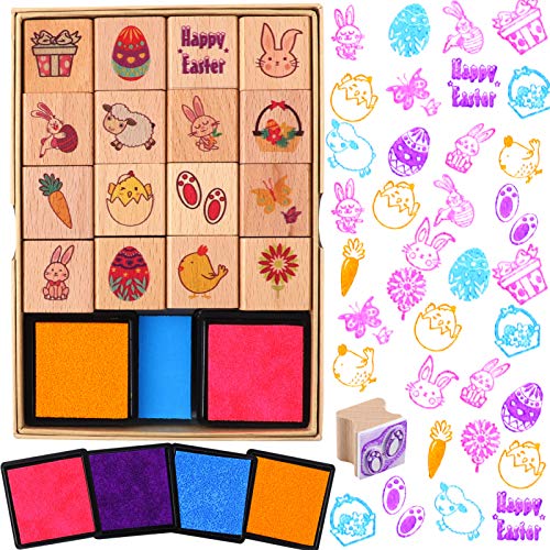 DPKOW Ostern Stempel für Kinder Basteln Geschenk, Hölzern Stempel mit Stempelkissen für Kinder Ostern DIY Karte Scrapbooking Beschäftigung Kinder Ostern Spiel Aktivitäten Ostern Drucken Gadget DPKOW Ostern Stempel für Kinder Basteln Geschenk, Hölzern Stempel mit Stempelkissen für Kinder Ostern DIY Karte Scrapbooking Beschäftigung Kinder Ostern Spiel Aktivitäten Ostern Drucken Gadget von DPKOW