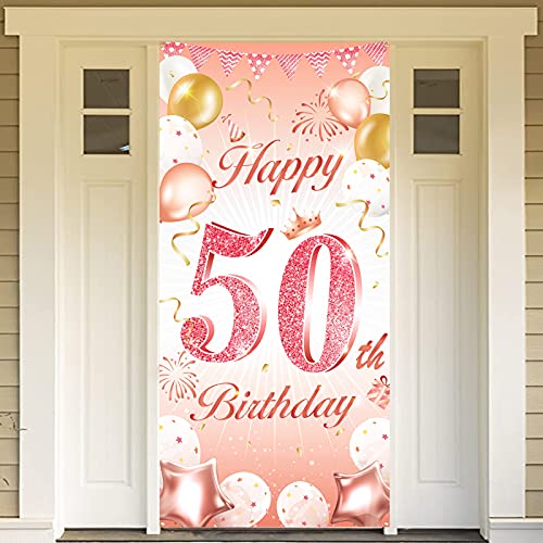 DPKOW Rose Gold 50. Geburtstag Dekoration für Frau, Rosé Gold 50. Geburtstag Banner für Hintergrund Tür Dekoration, 50. Geburtstag Hintergrund Banner für Garten Tisch Wand Dekoration, 185 x 90cm DPKOW Rose Gold 50. Geburtstag Dekoration für Frau, Rosé Gold 50. Geburtstag Banner für Hintergrund Tür Dekoration, 50. Geburtstag Hintergrund Banner für Garten Tisch Wand Dekoration, 185 x 90cm von DPKOW