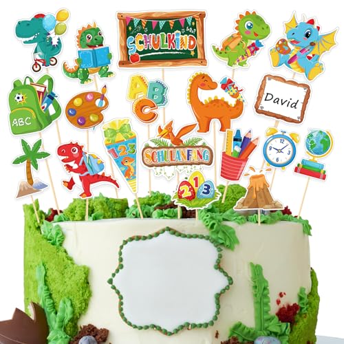 DPKOW 17Stk Tortendeko Einschulung Junge Dinosaurier Cake Topper Schulkind Tortendeko Kuchen Deko Einschulung Kuchendeko Schulanfang Zuckertüte ABC 123 Ballon Muffin Cupcake Topper DPKOW 17Stk Tortendeko Einschulung Junge Dinosaurier Cake Topper Schulkind Tortendeko Kuchen Deko Einschulung Kuchendeko Schulanfang Zuckertüte ABC 123 Ballon Muffin Cupcake Topper von DPKOW