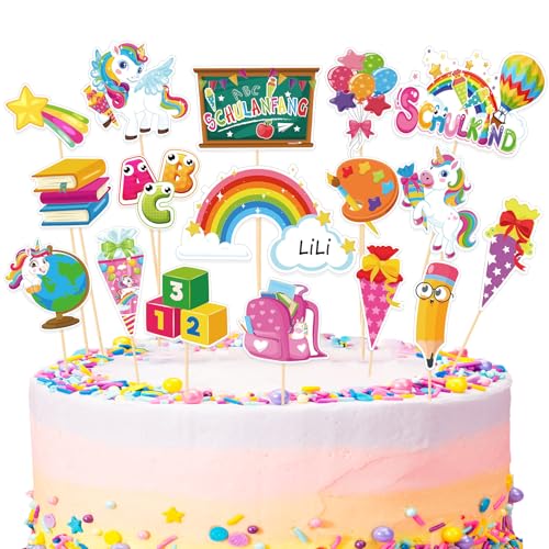 DPKOW 17Stk Tortendeko Einschulung Mädchen Rosa Einhorn Cake Topper Schulkind Tortendeko Kuchen Deko Einschulung Kuchendeko Schulanfang Zuckertüte ABC 123 Ballon Muffin Cupcake Topper DPKOW 17Stk Tortendeko Einschulung Mädchen Rosa Einhorn Cake Topper Schulkind Tortendeko Kuchen Deko Einschulung Kuchendeko Schulanfang Zuckertüte ABC 123 Ballon Muffin Cupcake Topper von DPKOW