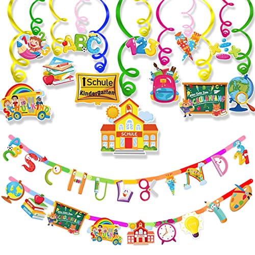 DPKOW Schulanfang Deko Einschulung Junge und Mädchen, Schulkind Girlanden Einschulung Deckenhänger Wirbel Spiral ABC Zuckertüten Girlande Set für Schule Klassenzimmer Schuleinführung Deko DPKOW Schulanfang Deko Einschulung Junge und Mädchen, Schulkind Girlanden Einschulung Deckenhänger Wirbel Spiral ABC Zuckertüten Girlande Set für Schule Klassenzimmer Schuleinführung Deko von DPKOW