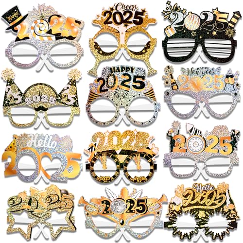 DPKOW Silvester Deko 2025 Neujahr Silvesterdeko Schwarz Gold Silber Silvester Brille Silvester Foto Requisiten für Silvester Deko 2025 Party Silvesterpartydeko Accessoire für Silvesterparty,24 Stück DPKOW Silvester Deko 2025 Neujahr Silvesterdeko Schwarz Gold Silber Silvester Brille Silvester Foto Requisiten für Silvester Deko 2025 Party Silvesterpartydeko Accessoire für Silvesterparty,24 Stück von DPKOW