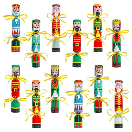 DPKOW Weihnachten Crackers Boxen Weihnachten Nussknacker Geschenkboxen, 12pcs DIY Nussknacker Soldat Leckereien Boxen Weihnachten Party Papier Boxen für Weihnachten Geburtstag Party-Zubehör von DPKOW
