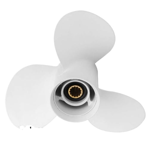 11 3/8 x 12 Aluminium weißes Boot Außenborder Propeller Kompatibel mit 40 48 50 55 60 PS 13 Spline -Zahnkompatibel mit verschiedenen Motoren 90 -mm -Durchmesser von DPLBAZHC