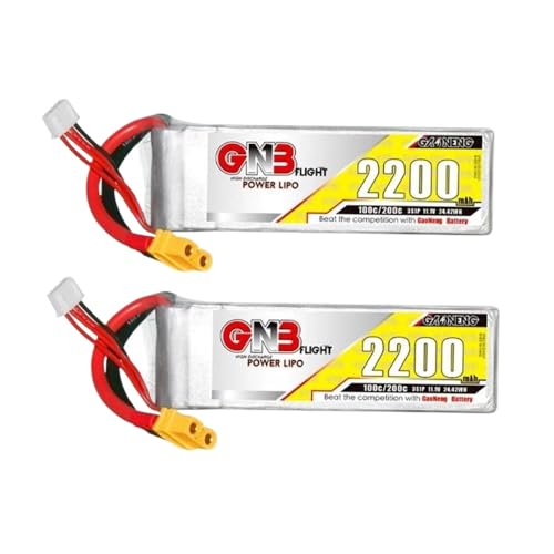 GNB 3S 11.1V 2200mAH 100C/200C Lipo kompatibel mit RC-Rennwagen und Offroad-Fahrzeugen(2PcsXT60) von DPLBAZHC