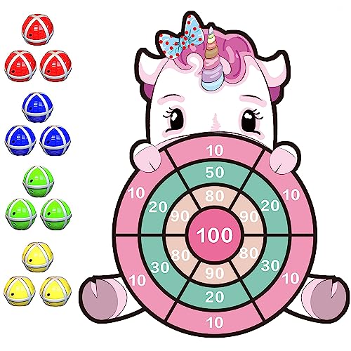 Einhorn Spielzeug für 4–9, 63cm Einhorn Geschenke Kinder Klett Dartscheibe mit 12 Klebrigen Bällen, Drinnen und Draußen Dart Wurfspiel Set für Kinder Groß und Klei, Geburtstagsgeschenk für 4–11 Einhorn Spielzeug für 4–9, 63cm Einhorn Geschenke Kinder Klett Dartscheibe mit 12 Klebrigen Bällen, Drinnen und Draußen Dart Wurfspiel Set für Kinder Groß und Klei, Geburtstagsgeschenk für 4–11 von DQMOON