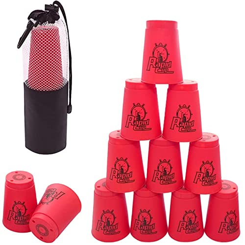 DQTYE 12pcs Stacks Cups, Sport Stacking Cups für Training Spiel Geschwindigkeit Herausforderung Wettbewerb Party - rot von DQTYE