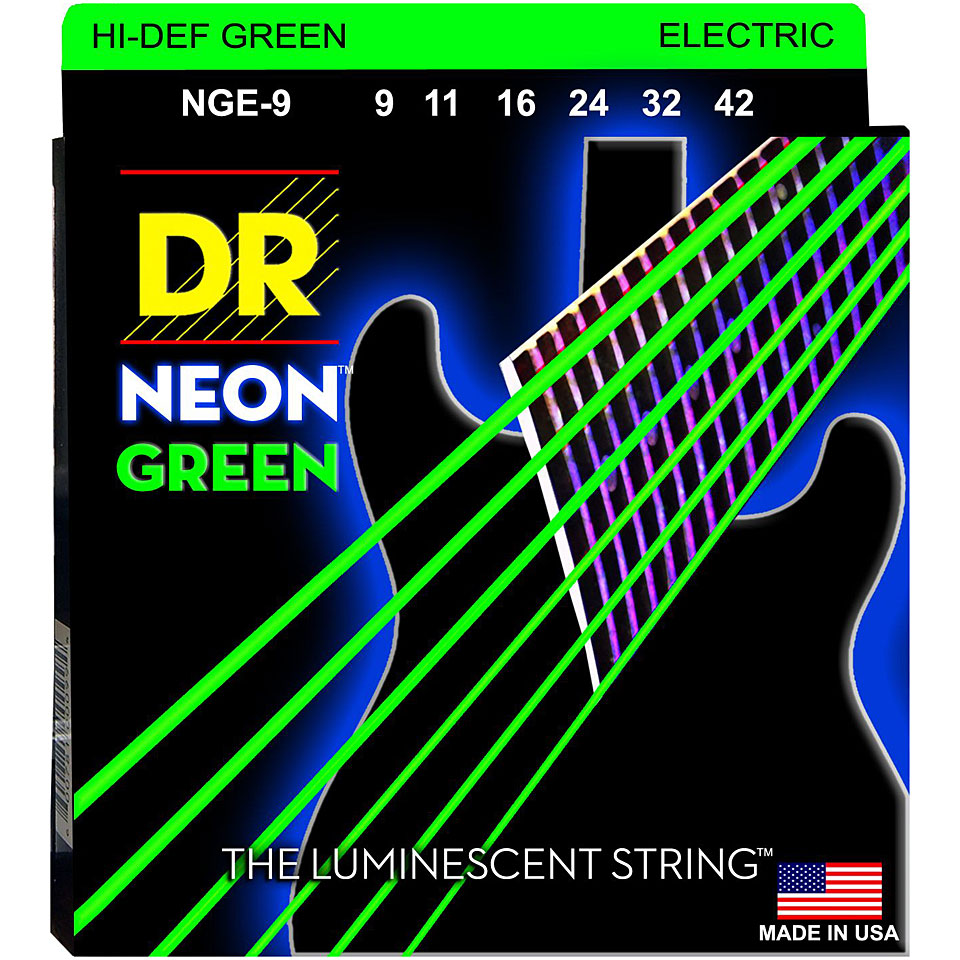 DR Strings Neon Green NGE-9 Lite Saiten E-Gitarre von DR Strings