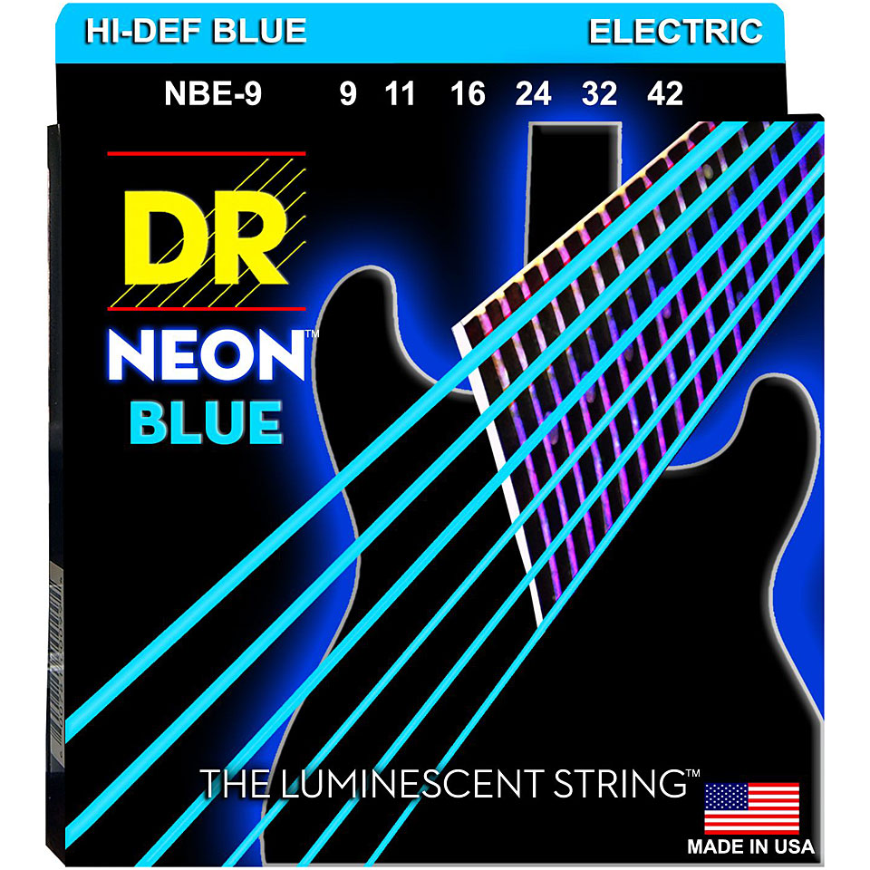 DR Strings Neon Blue Electric NBE-9 Lite Saiten E-Gitarre von DR Strings
