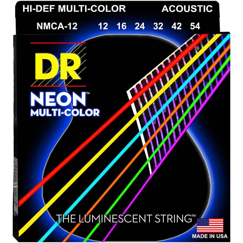DR Strings Neon Multi-Color Coated NMCA-12 Light Saiten Westerngitarre von DR Strings