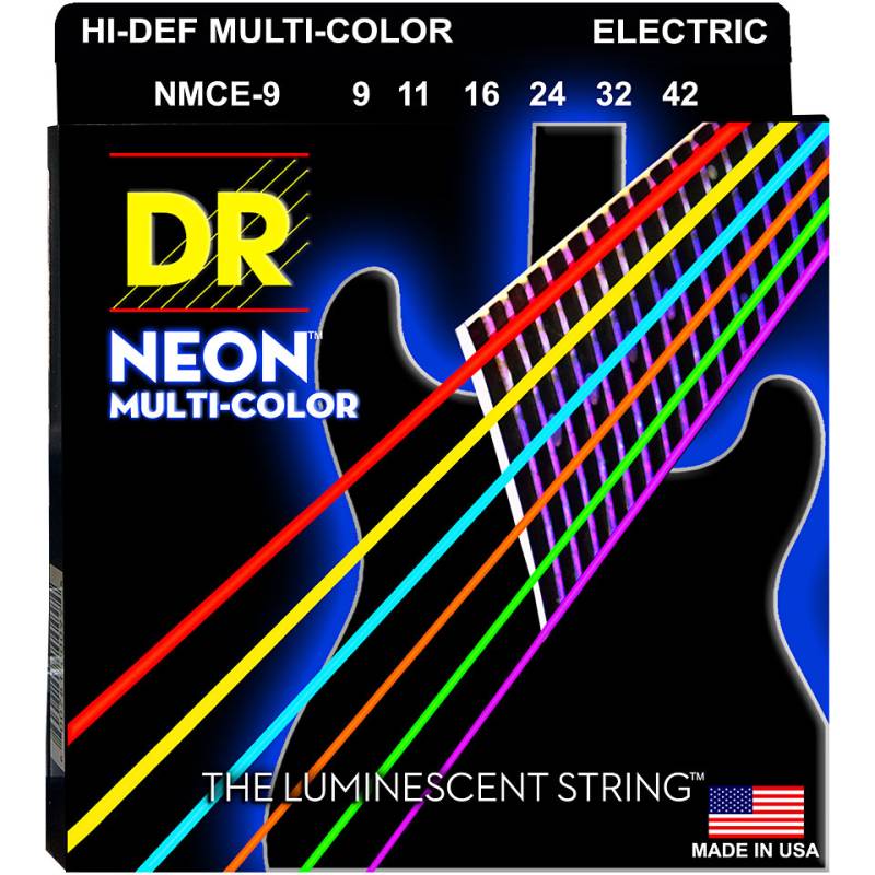 DR Strings Neon Multi-Color NMCE-9 Lite Saiten E-Gitarre von DR Strings
