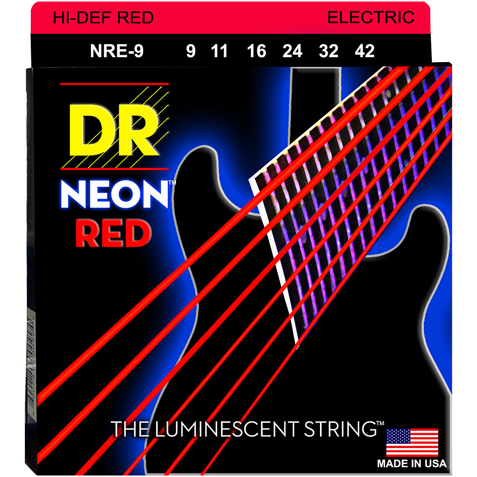 DR Strings Neon Red NRE-9 Lite Saiten E-Gitarre von DR Strings