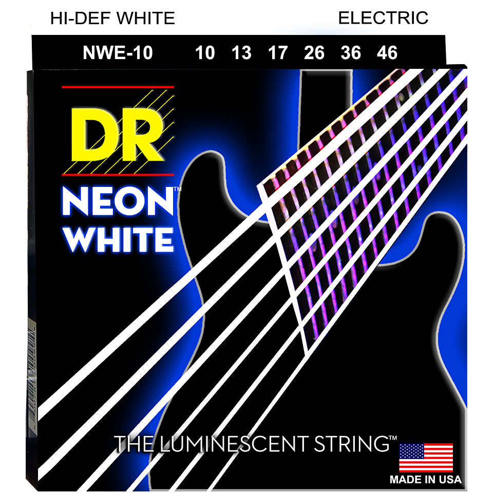 DR Strings Neon White Electric NWE-10 Medium Saiten E-Gitarre von DR Strings